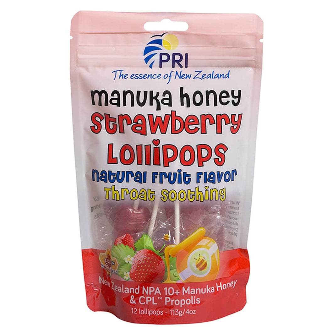 PRI Manuka Honey Lollipops with Propolis, Certified MGO 263+ - Throat Soothing, (12 Lollipops, 4oz)