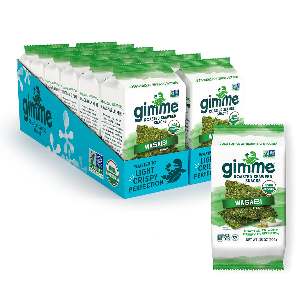 gimMe - Sea Salt - 12 Count Sharing Size - Organic Roasted Seaweed Sheets - Keto