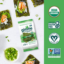 Load image into Gallery viewer, gimMe - Sea Salt - 12 Count Sharing Size - Organic Roasted Seaweed Sheets - Keto
