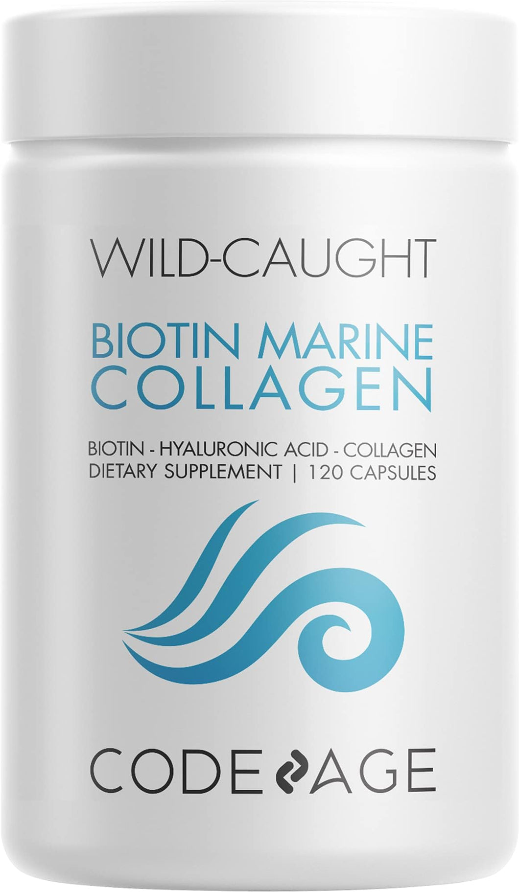 Codeage Marine Collagen Peptides – Hydrolyzed Fish Collagen Protein Supplement, 10,000mcg Biotin Collagen, Vitamin C, E, Hyaluronic Acid Amino Acid - Hair, Skin, Joint, Wild-Caught Fish