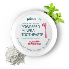 Load image into Gallery viewer, Dirty Mouth Organic Toothpowder - #1 Rated Best All Natural Dental Cleanser -Gently Polishes. Teeth Feel Cleaner, Stronger and Whiter Teeth - Better Than Toothpaste - Primal Life Organics
