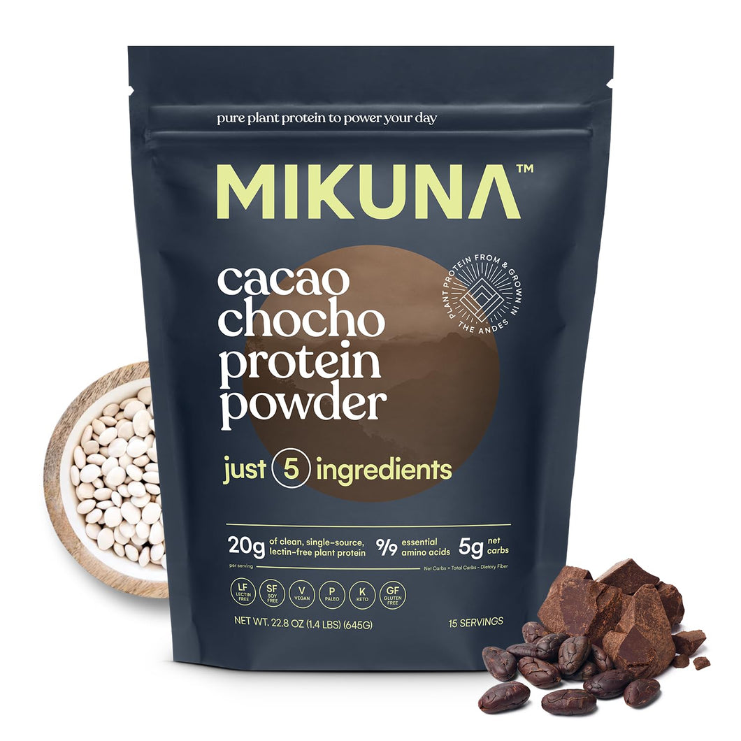 Mikuna Chocho Superfood Protein, Plant-Based Protein Powder - Vegan, Gluten Free, 3g Net Carbs or Less, and Bioavailable, Non-Isolate