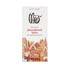 Load image into Gallery viewer, Theo Chocolate Holiday Gingerbread Spice Organic Milk Chocolate Bar, 45% Cacao
