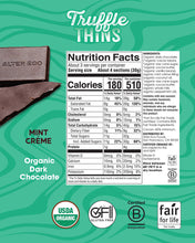Load image into Gallery viewer, Alter Eco Mint Creme Truffle Thins, Chocolate Bar with Gooey Ganache Truffle Filling, Gluten-Free, Non-GMO Snacks, No Additives or Artificial Sweeteners, Fair Trade, Recyclable Packaging
