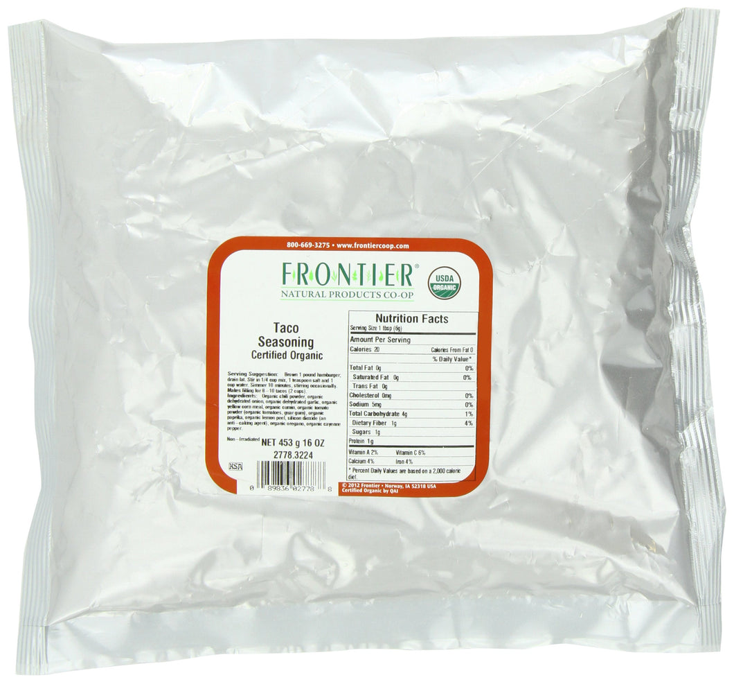 Taco Seasoning, Certified Organic, Kosher, Salt-Free, Non-irradiated | 1 lb. Bulk Bag