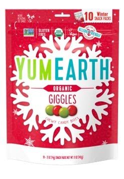 YumEarth Holiday Organic Giggles, 10- .5 Ounce, Winter Snack Packs, Allergy Friendly, Gluten Free, Non-GMO, Vegan, No Artificial Flavors or Dyes